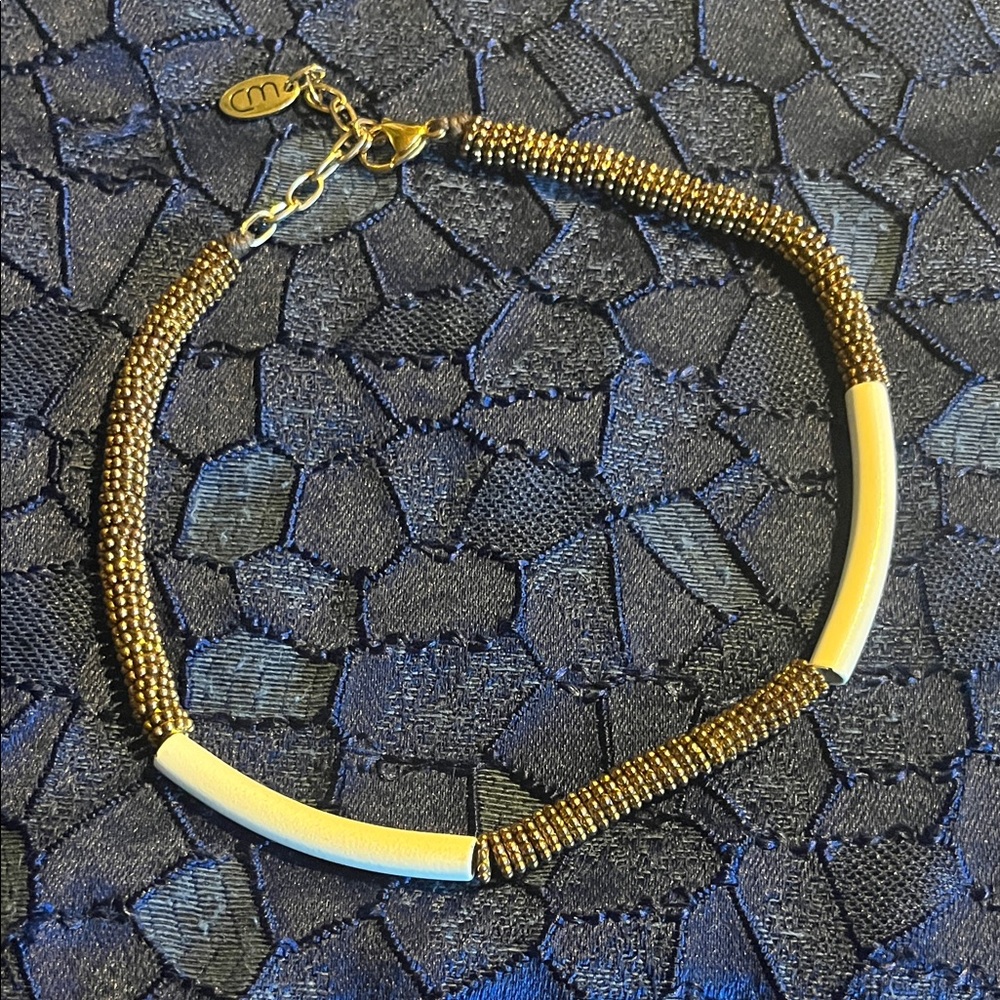 Brass and Cream Beaded Necklace